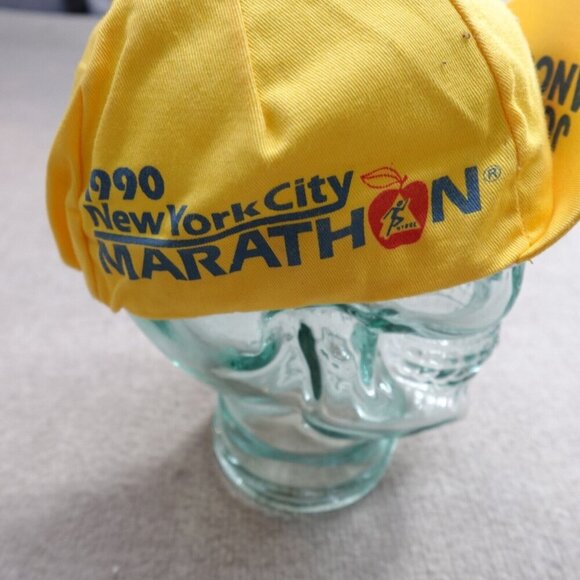 Vintage New York City Marathon Short Brim Hat Yellow 1990 John Hancock NEW - Picture 2 of 6